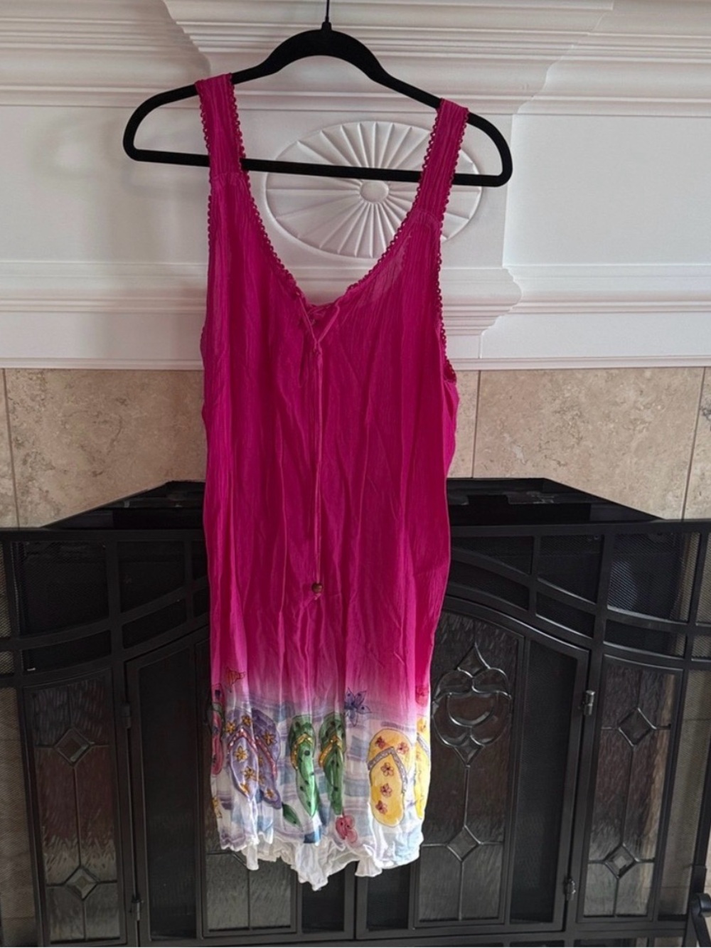 Raya Sun Pink Ombre Flip Flop Swim Cover Up Dress Beach Resort Large Boho